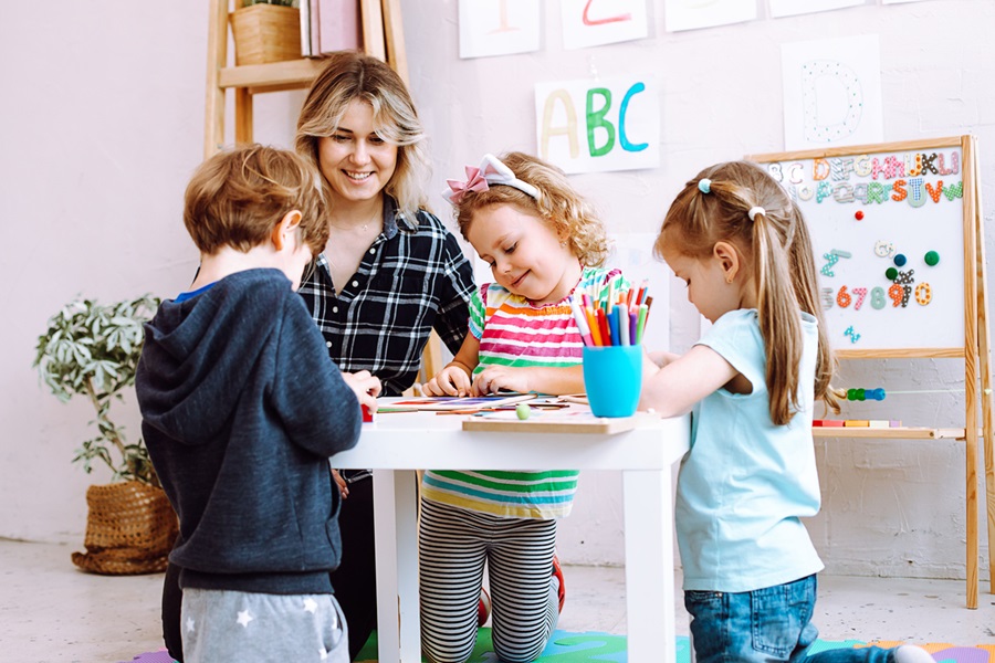 teacher in the class room